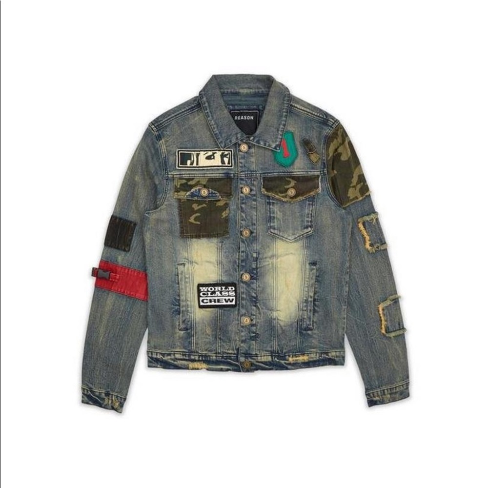 Reason Denim Camo Jacket Size Small